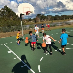 Elementary kids playing basketball